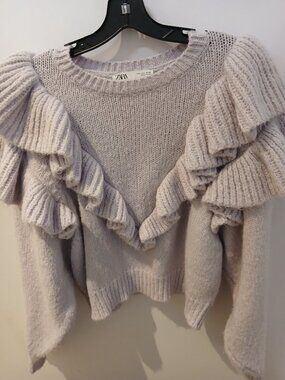 ZARA Lilac Ruffle Sweater